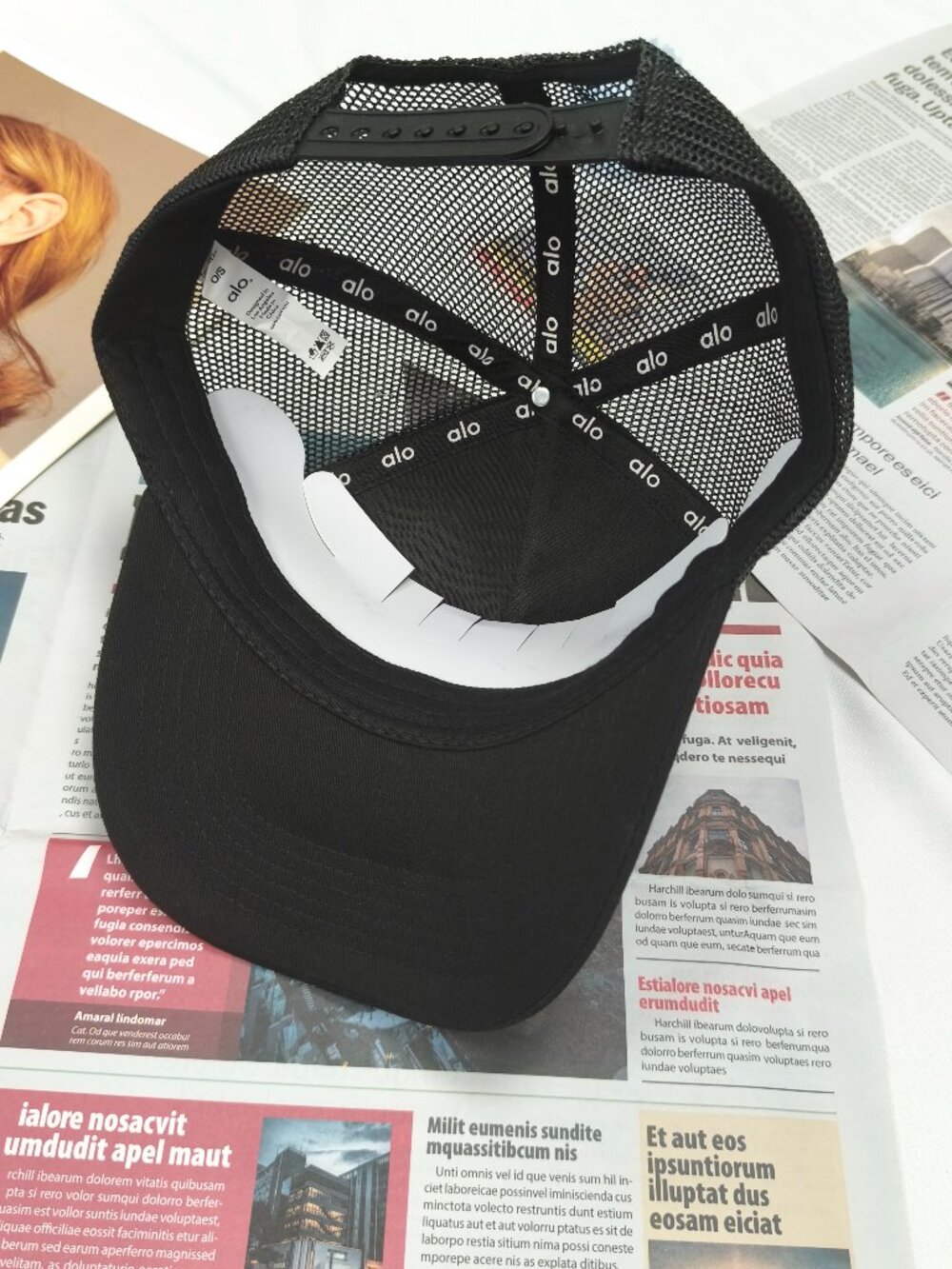 Alo Yoga District Trucker Hat Black and White🖤🤍Adjustable Breathable Mesh Cap - Picture 5 of 5